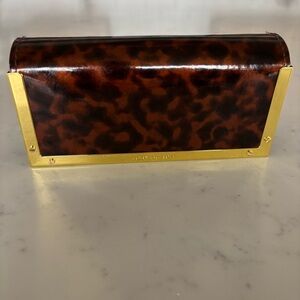 Tory Burch Leopard Print Gold Trim Glasses Case